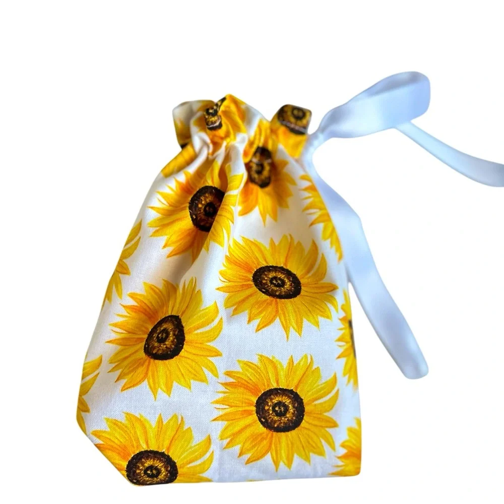 Hand Crafted Colorful Floral Sunflowers Reusable Eco Friendly Fabric Gift Bag